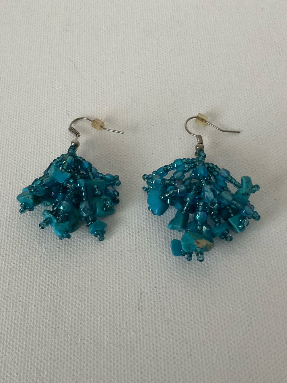 Turquoise Beaded Cluster Drop Earrings